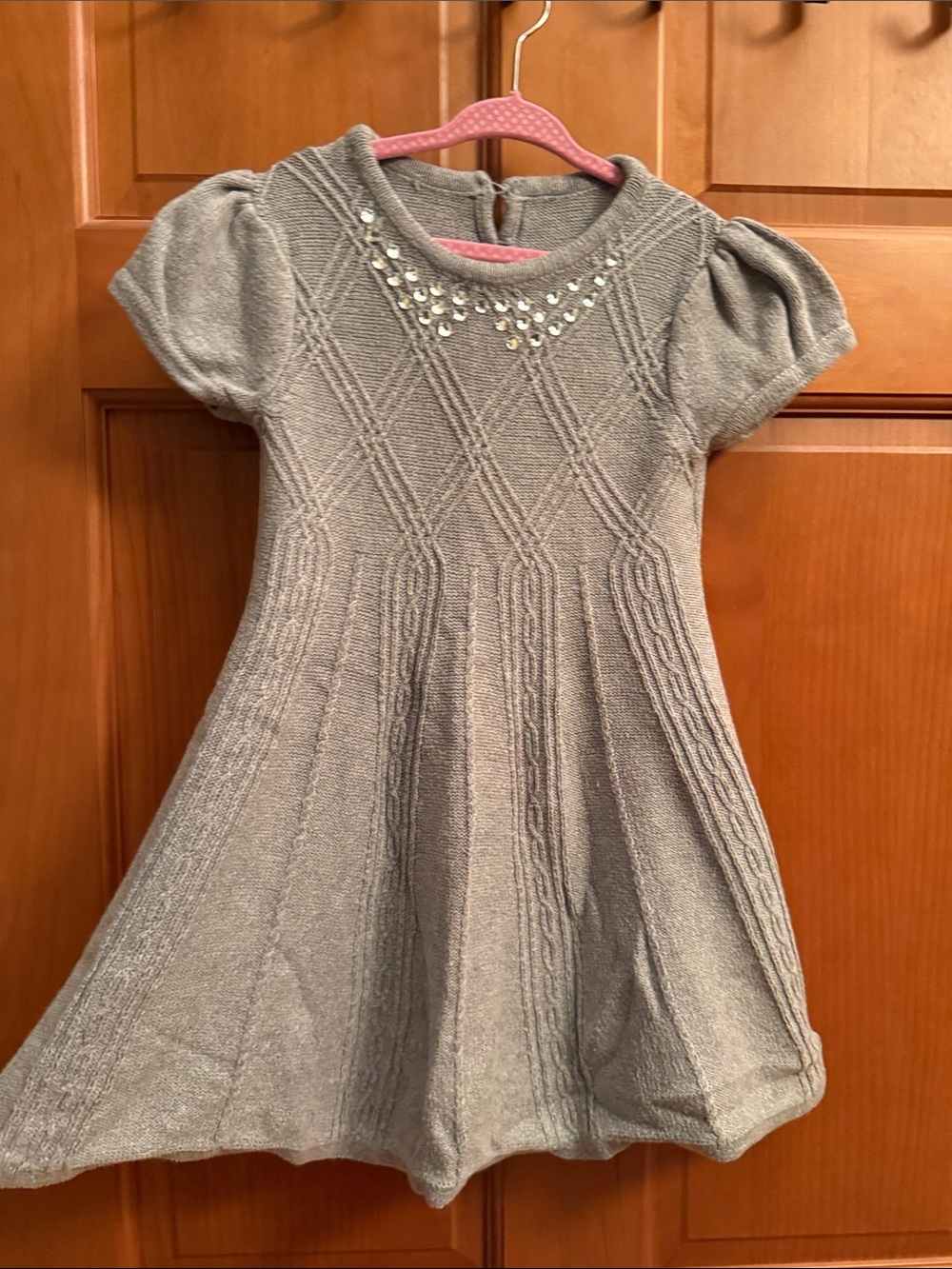 Gymboree Gray Knit Dress with Rhinestone Neckline